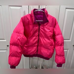 Vintage Columbia Hot Pink/Purple Fluorescent Reversible Down Filled Coat Jacket